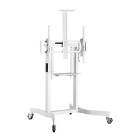 Brateck Deluxe Motorized Large TV Cart with Tilt, Equipment Shelf and Camera Mount Fit 55'-100' Up to 120Kg - White