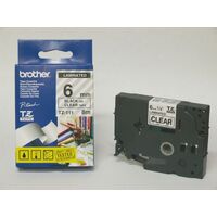 Brother P Touch Tape TZe111 6mm x 8M Black On Clear