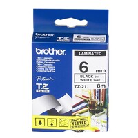Brother P Touch Tape TZe211 6mm x 8M Black on White