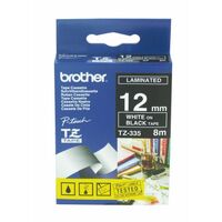 Brother P Touch Tape TZe335 12mm x 8M White On Black Tape 