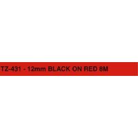 Brother P Touch Tape TZe431 12mm x 8M Black On Red  