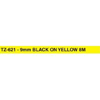 Brother P Touch Tape TZe621 9mm x 8M Black on Yellow