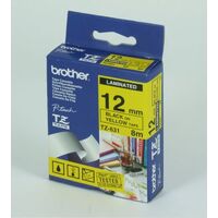 Brother P Touch Tape TZe631 12mm x 8M Black on Yellow 