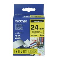 Brother P Touch Tape TZe651 24mm x 8M Black on Yellow