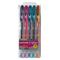 Pen Uniball Signo Gel Rollerball 0.7mm Assorted Wallet 5