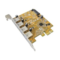 Sunix USB4300NS PCIE 4-Port USB 3.0 Card (SATA power connector); Universal Serial Bus 3.0; xHCI; Single-lane (x1) PCI Express