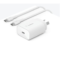 BELKIN 1 PORT WALL CHARGER WITH PPS, 25W, USB-C (1), INC USB-C CABLE, WHITE, 2YR WITH $250