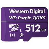 Western Digital WD Purple 512GB MicroSDXC Card 24/7 -25°C to 85°C Weather & Humidity Resistant for Surveillance IP Cameras mDVRs NVR Dash Cams Drones