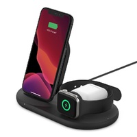 BELKIN QI WIRELESS 3 IN 1 CHARGING DOCK STAND 10W FOR PHONE, APPLE WATCH AND IPOD, BLACK