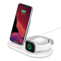 BELKIN QI WIRELESS 3 IN 1 CHARGING DOCK STAND 10W FOR PHONE, APPLE WATCH AND IPOD, WHITE
