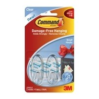 Command Adhesive 3M Hooks Small Clear 17092CLR Hangsell card of two