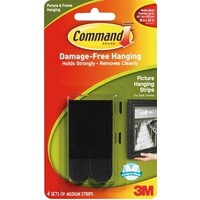 Command Adhesive 3M Picture Hanging Strips Medium Black 4 Sets 17201BLK