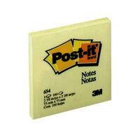 Post It Note 3M 654 73mm x 73mm Yellow Pack 12 